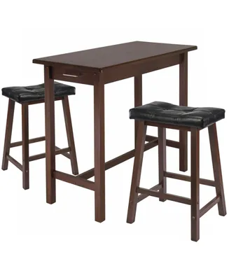 Sally 3-Piece Breakfast Table Set with 2 Cushion Saddle Seat Stools