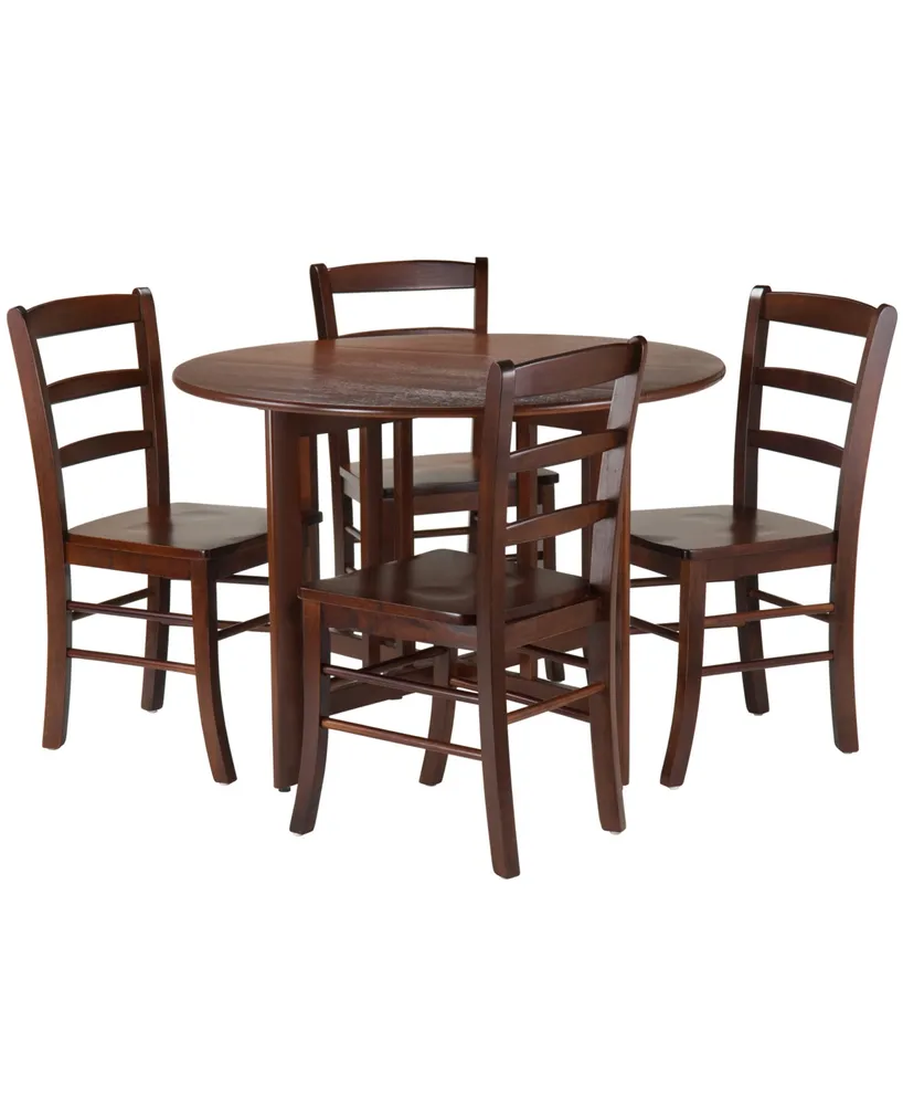 Alamo 5-Piece Round Drop Leaf Table with 4 Ladder Back