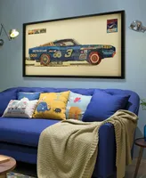 Empire Art Direct "Muscle Blue Car" Dimensional Collage Framed Graphic Art Under Glass Wall Art - 25'' x 48''