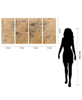 Empire Art Direct 'World Map' 4-Piece Arte De Legno Digital Print on Solid Wood Wall Art Set - 60" x 30"