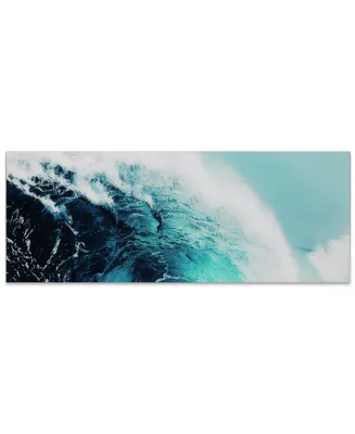 Empire Art Direct 'Blue Wave 1' Frameless Free Floating Tempered Glass Panel Graphic Wall Art - 24" x 63''