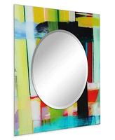 Empire Art Direct Printed Tempered Art Glass with Round Beveled Mirror Wall Decor 36" x 36''