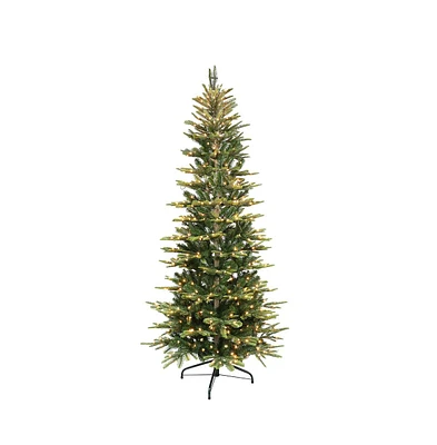 Puleo International 6.5 ft. Pre-Lit Slim Aspen Fir Artificial Christmas Tree with 350 Ul-Listed Clear Lights