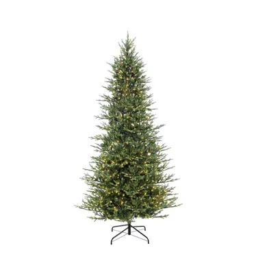 Puleo International 9 ft. Pre-Lit Slim Balsam Fir Artificial Christmas tree with 800 Ul-Listed Clear Lights