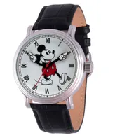 EwatchFactory Men's Disney Mickey Mouse Black Strap Watch 44mm