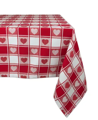 Woven Check Hearts Tablecloth 60" x 84"