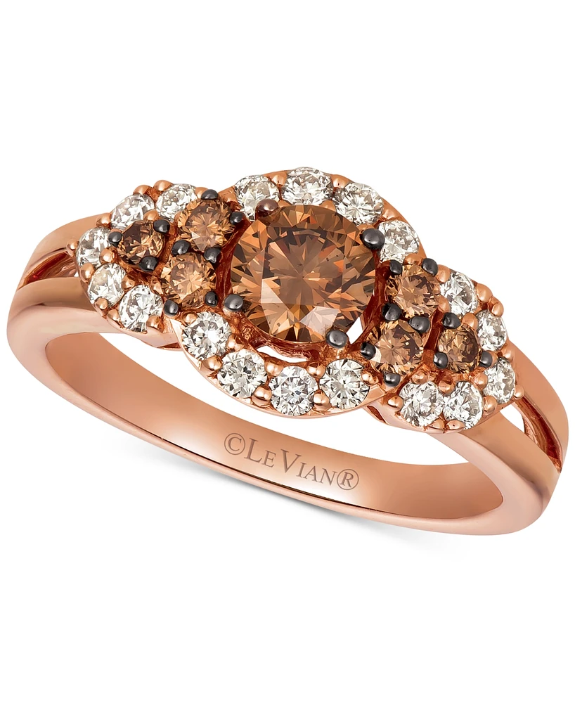 Le Vian Chocolate Diamonds (5/8 ct. t.w.) & Nude Diamonds (3/8 ct. t.w) Statement Ring in 14k Rose Gold