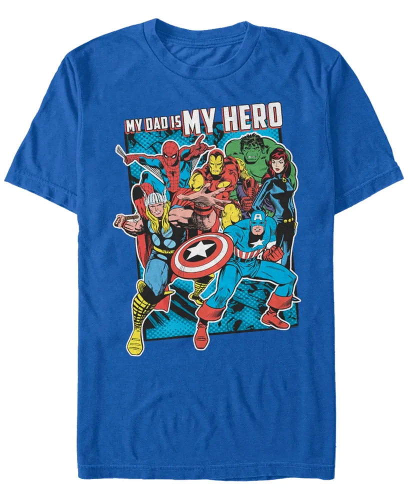 Marvel Men's Comic Collection My Dad Is Hero Short Sleeve T-Shirt