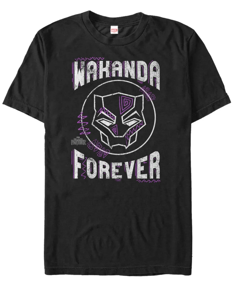 Marvel Men's Black Panther Wakanda Forever Geometric Short Sleeve T-Shirt