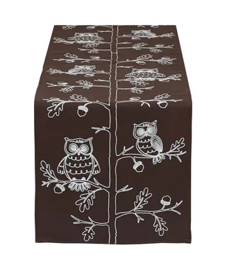 Design Imports Table Runner Embroidered Owls