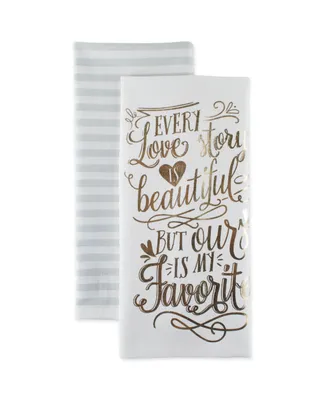 Design Imports Love Story Printed Dishtowel Set of 2