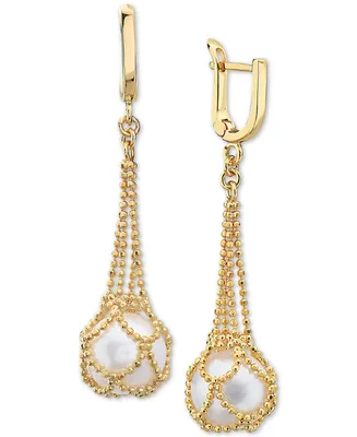 Effy Cultured Freshwater Pearl (10mm) Drop Earrings in 18k Gold Over Sterling Silver