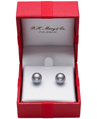 Belle de Mer Cultured Freshwater Pearl Stud 14k Yellow Gold Earrings (8mm)