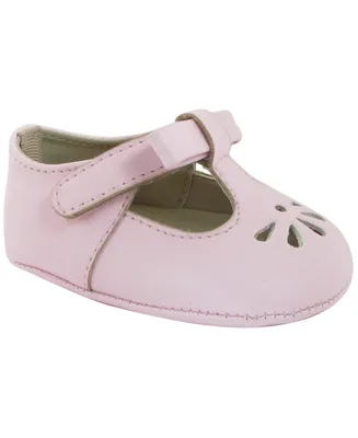 Baby Deer Baby Girl Soft Leather-Like T-Strap with Bow and Perforation