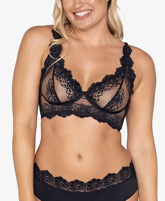 Leonisa Sheer Lace Bustier Bralette Lingerie with Underwire