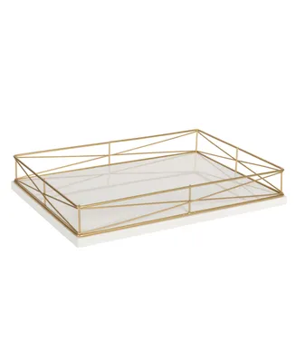 Kate and Laurel Mendel Rectangle Tray with Decorative Metal Rim - 12" x 16.5"