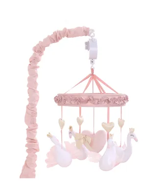 The Peanutshell Grace Pink Swan and Hearts Musical Mobile