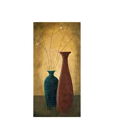 Pablo Esteban Two Slender Vases and Flowers Canvas Art - 19.5" x 26"