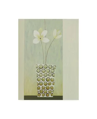 Pablo Esteban White Flowers in Beveled Vase Canvas Art
