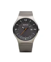 Bering Men's Slim Solar Stainless Case and Mesh Watch