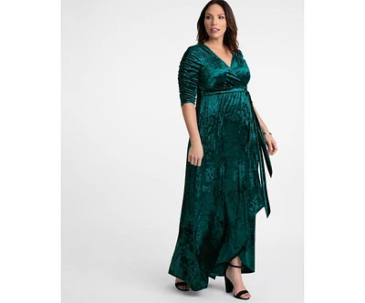 Kiyonna Plus Cara Velvet High Low Long Wrap Dress