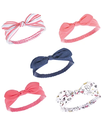 Hudson Baby Girls Headbands 5pk, Doodle, 0-24 Months