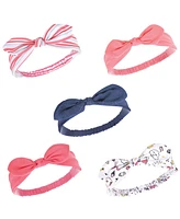 Hudson Baby Girls Headbands 5pk, Doodle, 0-24 Months