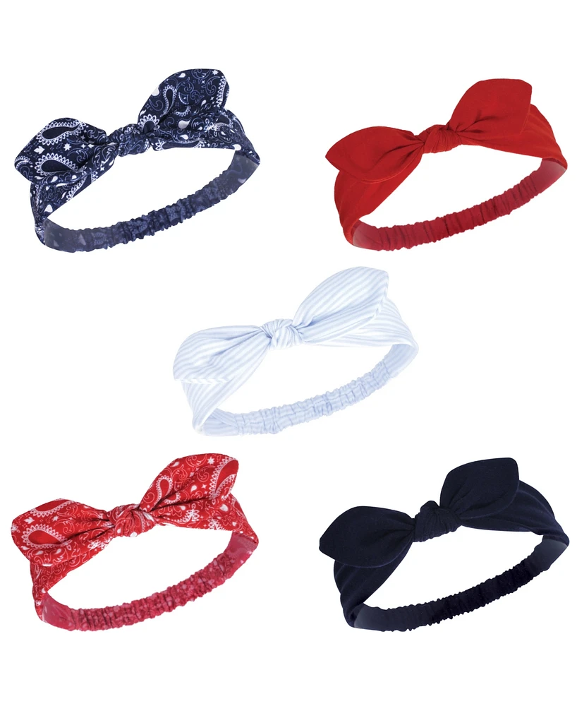 Hudson Baby Baby Girls Headbands 5pk, Red Bandana, 0-24 Months