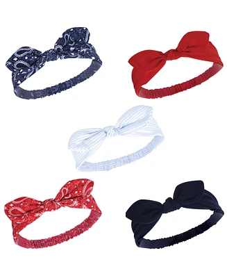 Hudson Baby Baby Girls Headbands 5pk, Red Bandana, 0-24 Months