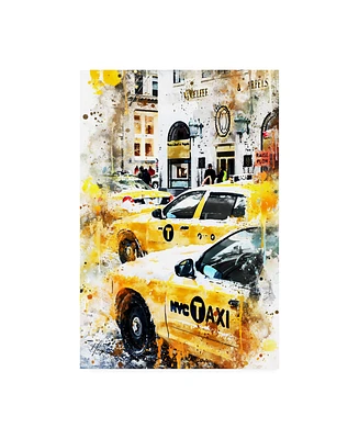 Philippe Hugonnard Nyc Watercolor Collection - New York Taxis Canvas Art - 36.5" x 48"