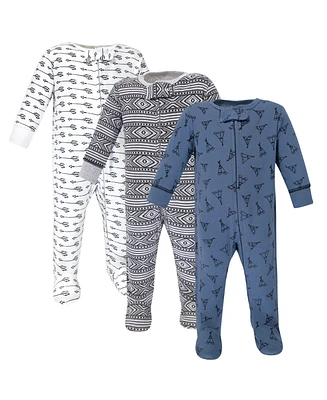 Yoga Sprout Baby Boys Cottton Zipper Sleep and Play 3pk, Arrows, 0-3 Months