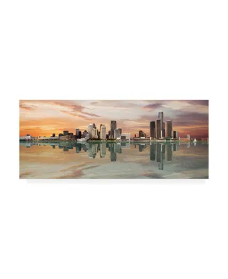 Monte Nagler Detroit Sunset Panorama Detroit Michigan Color Pan Canvas Art