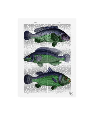 Fab Funky Blue and Green Fish Trio Canvas Art