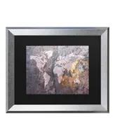 Michael Tompsett World Map - Rock Matted Framed Art - 27" x 33"