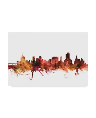 Michael Tompsett Tulsa Oklahoma Skyline Red Canvas Art