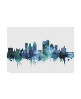 Michael Tompsett Dayton Ohio Skyline Blue Canvas Art - 15" x 20"