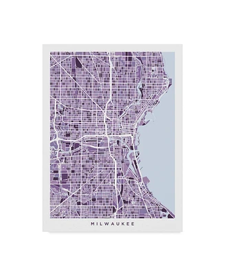 Michael Tompsett Milwaukee Wisconsin City Map Purple Canvas Art - 15" x 20"