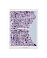 Michael Tompsett Milwaukee Wisconsin City Map Purple Canvas Art - 15" x 20"