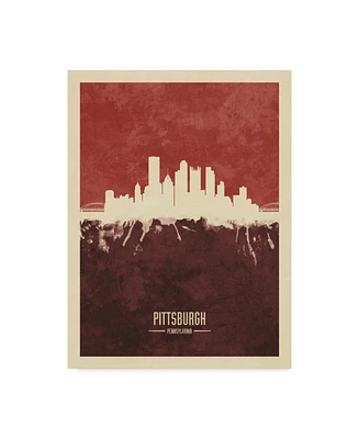 Michael Tompsett Pittsburgh Pennsylvania Skyline Red Ii Canvas Art - 20" x 25"