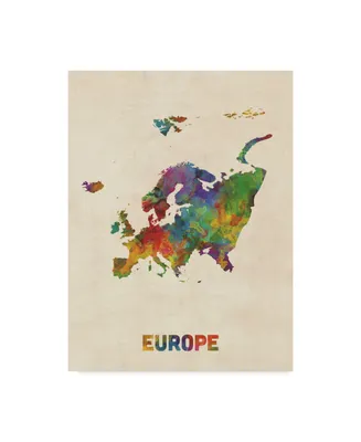 Michael Tompsett Europe Continent Watercolor Map Canvas Art - 15" x 20"