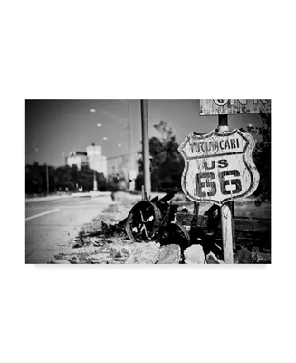 American School Route 66 Sign Black and White Canvas Art