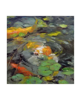Chuck Larivey Golden Koi Swimming Canvas Art - 15" x 20"