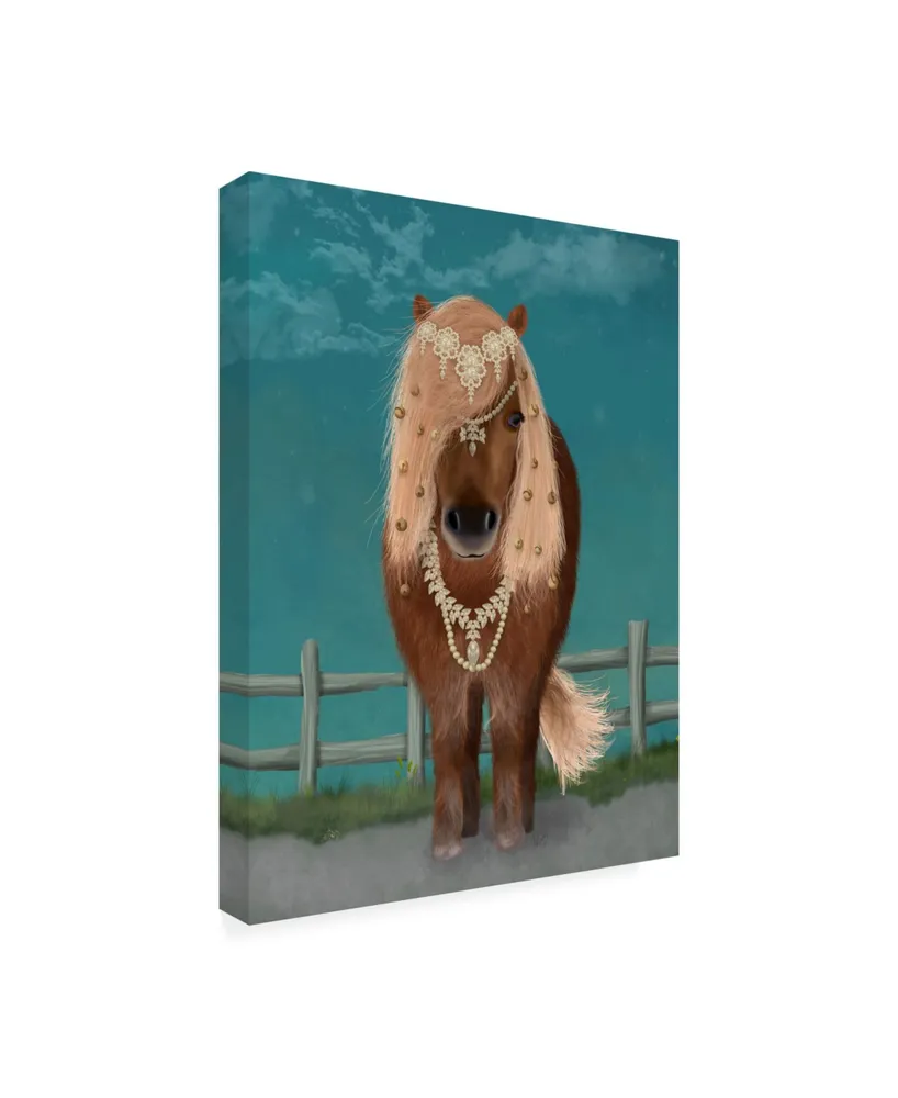 Fab Funky Horse Brown Pony with Bells, Full Canvas Art