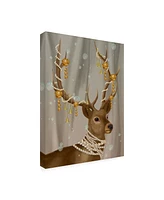 Fab Funky Deer with Gold Bells Canvas Art - 27" x 33.5"