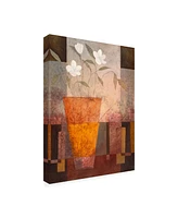 Pablo Esteban White Flowers in Orange Vase Canvas Art - 19.5" x 26"