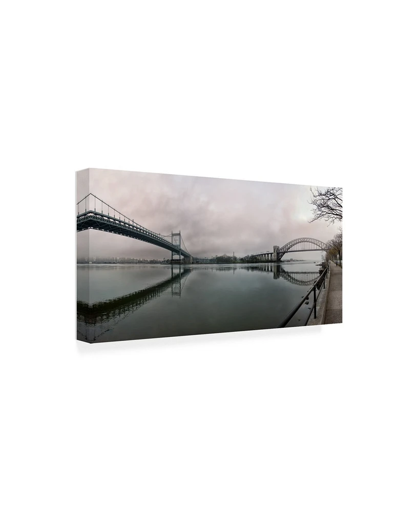 David Ayash Bridges of the East River Nyc Canvas Art - 19.5" x 26"