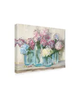 Carol Rowan Hydrangeas in Glass Jar Pastel Crop Canvas Art - 19.5" x 26"