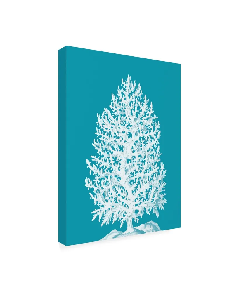 Fab Funky Coral Tree White on Sea Blue Canvas Art