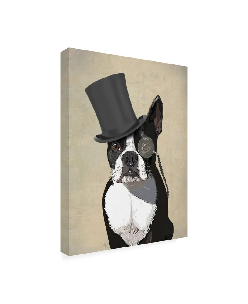 Fab Funky Boston Terrier, Formal Hound and Hat Canvas Art
