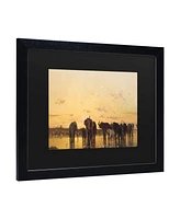Charles Emile De Tournemine African Elephants Matted Framed Art - 15" x 20"
